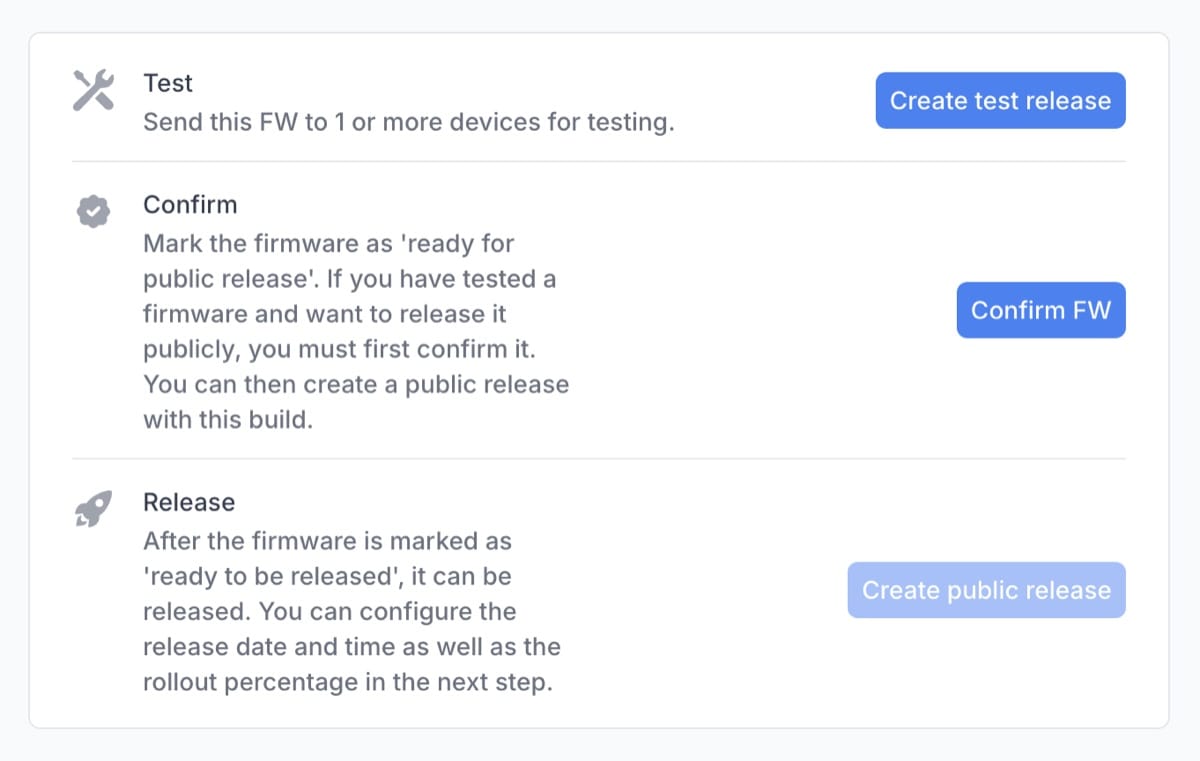 Firmware release dashboard