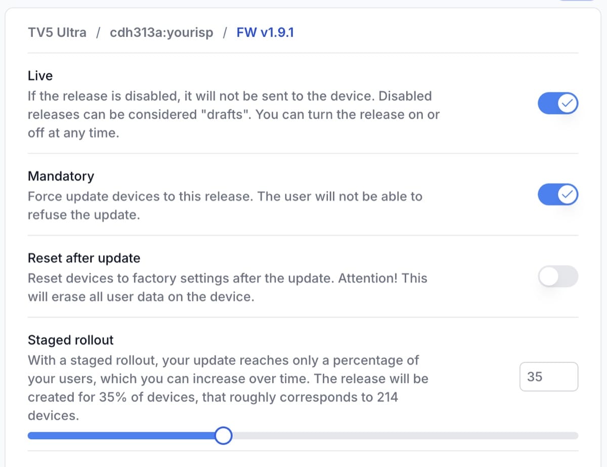 Firmware release dashboard