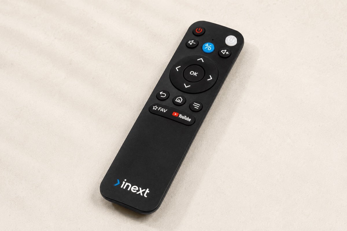 inext Bluetooth voice remote with microphone, programmable TV power and FAV buttons