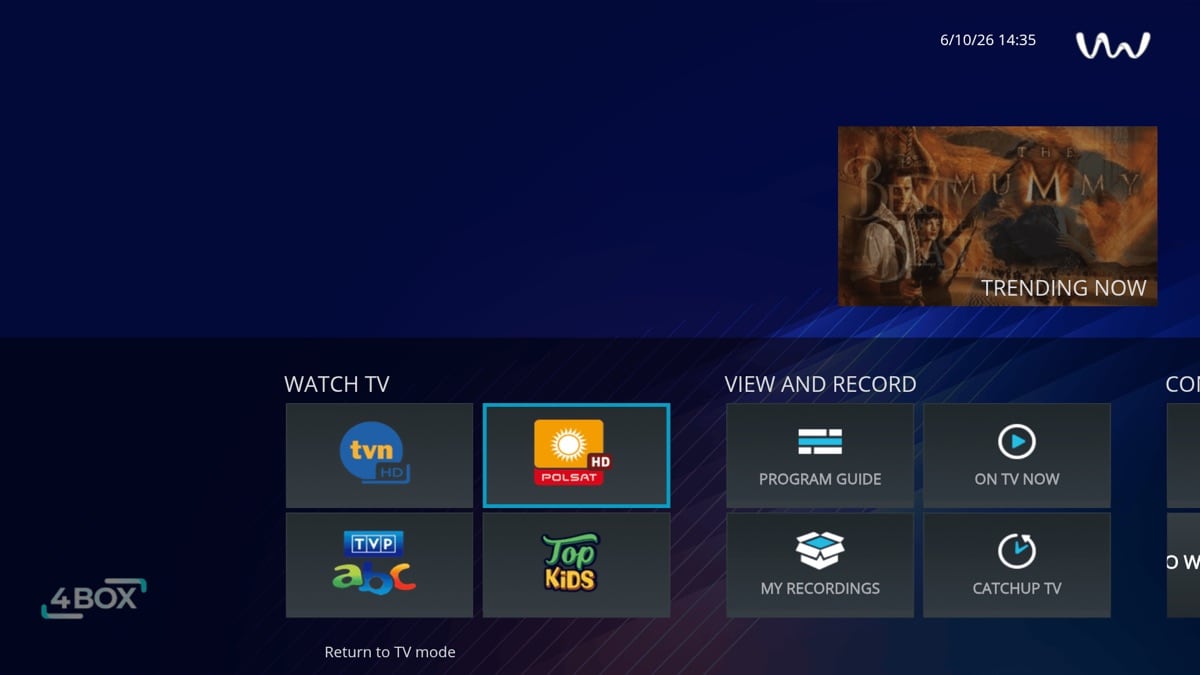 Operator-branded TVIP-style launcher home screen